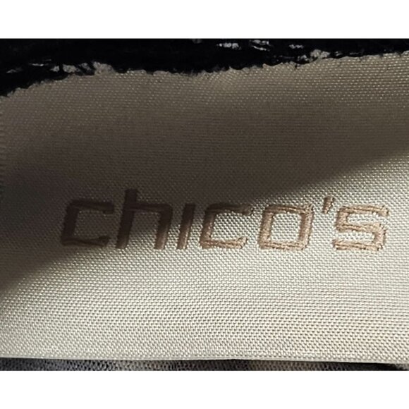 Chicos Asymmetrical Midi Skirt Womens Size Large Black White Striped Stretchy - Picture 4 of 6